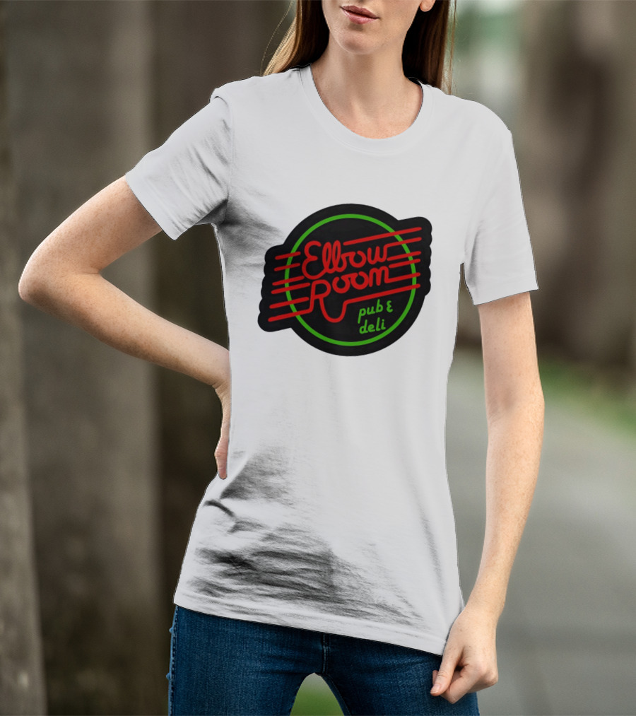 Elbow Room Pub And Deli Neon Sign Red And Green Circle T-Shirt