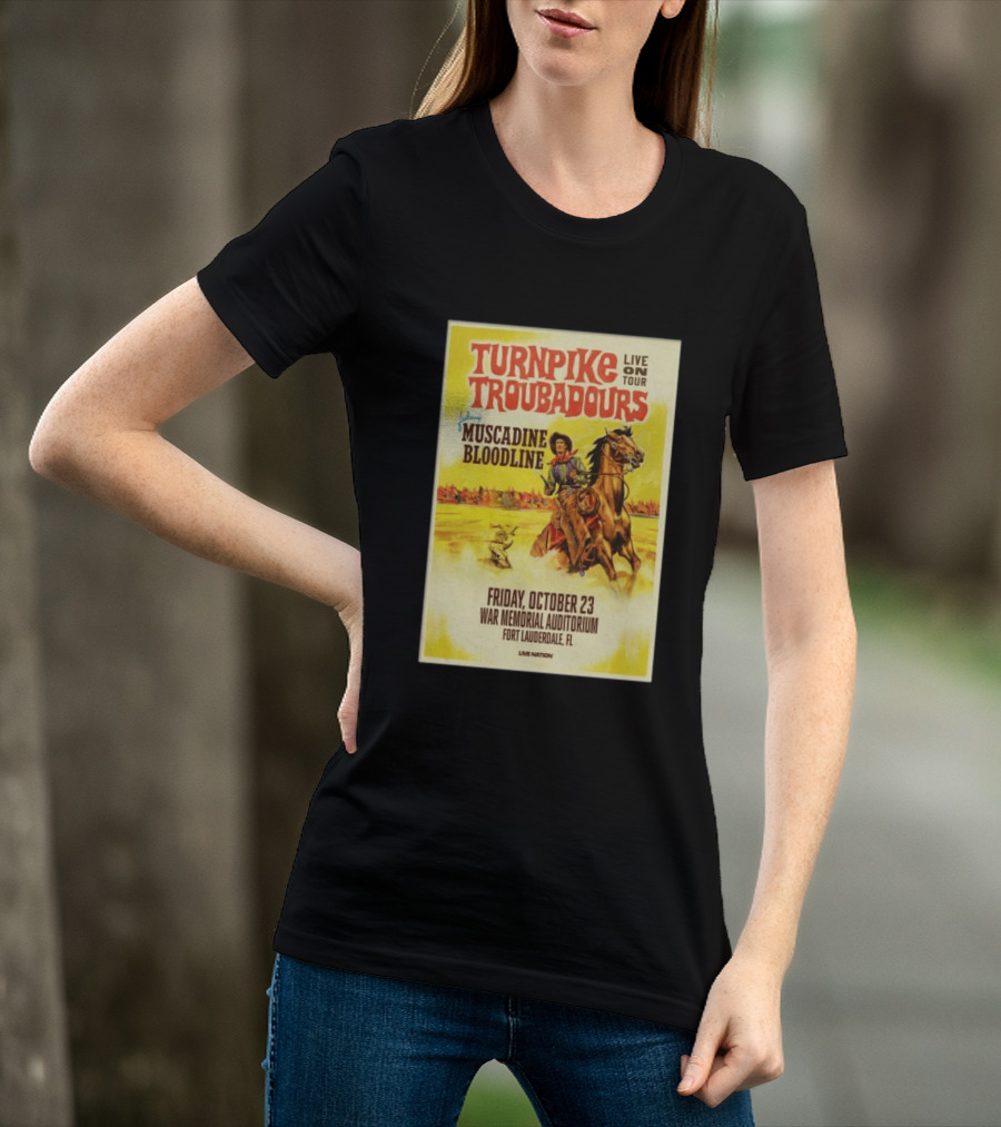 Turnpike Troubadours Live On Tour Featuring Muscadine Bloodline War Memorial Auditorium Fort Lauderdale October 23 T-Shirt