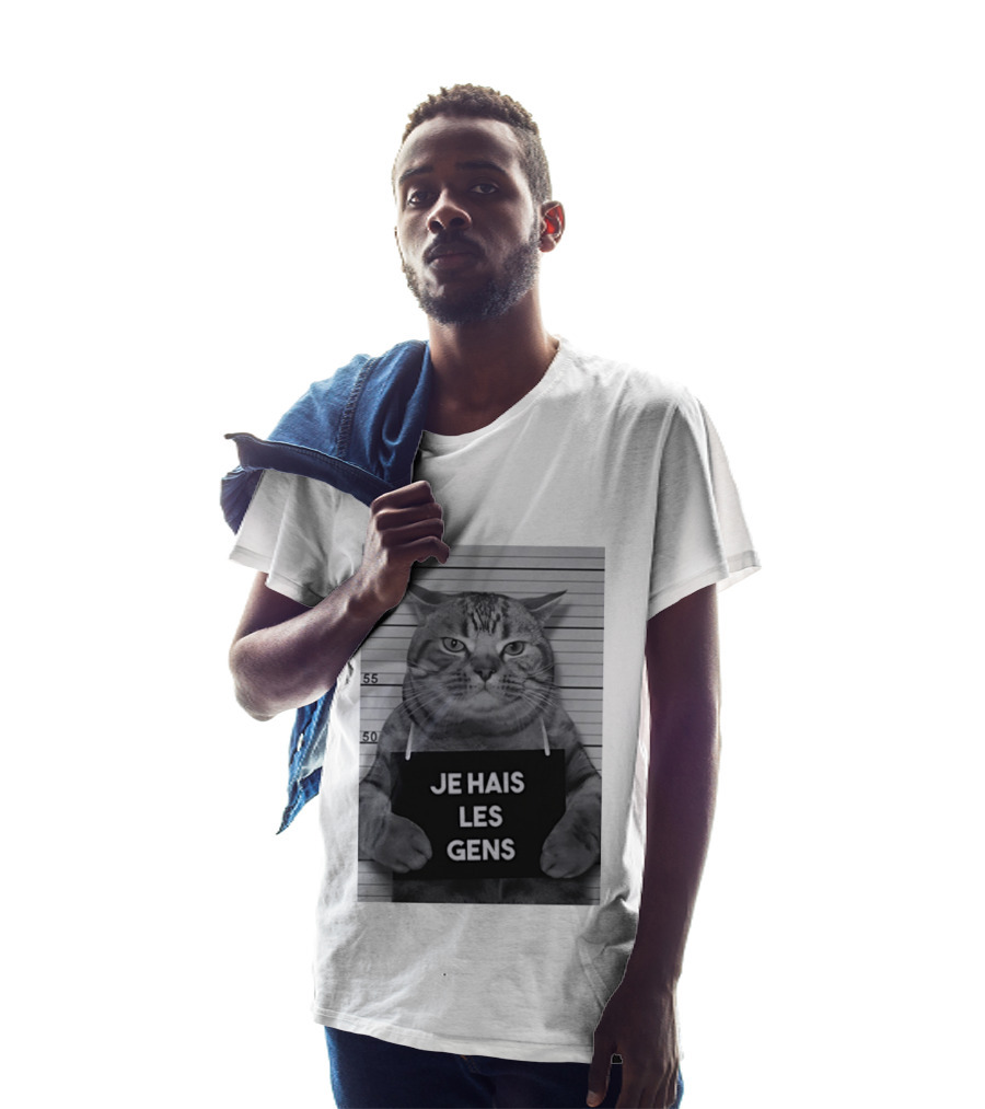 Je Hais Les Gens Shot Cat French T-Shirt