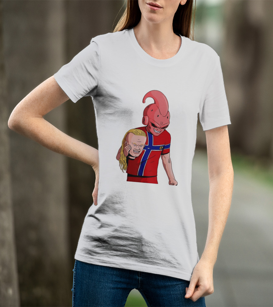 Majin Buu Holding Erling Haaland With Norway Football Jersey T-Shirt