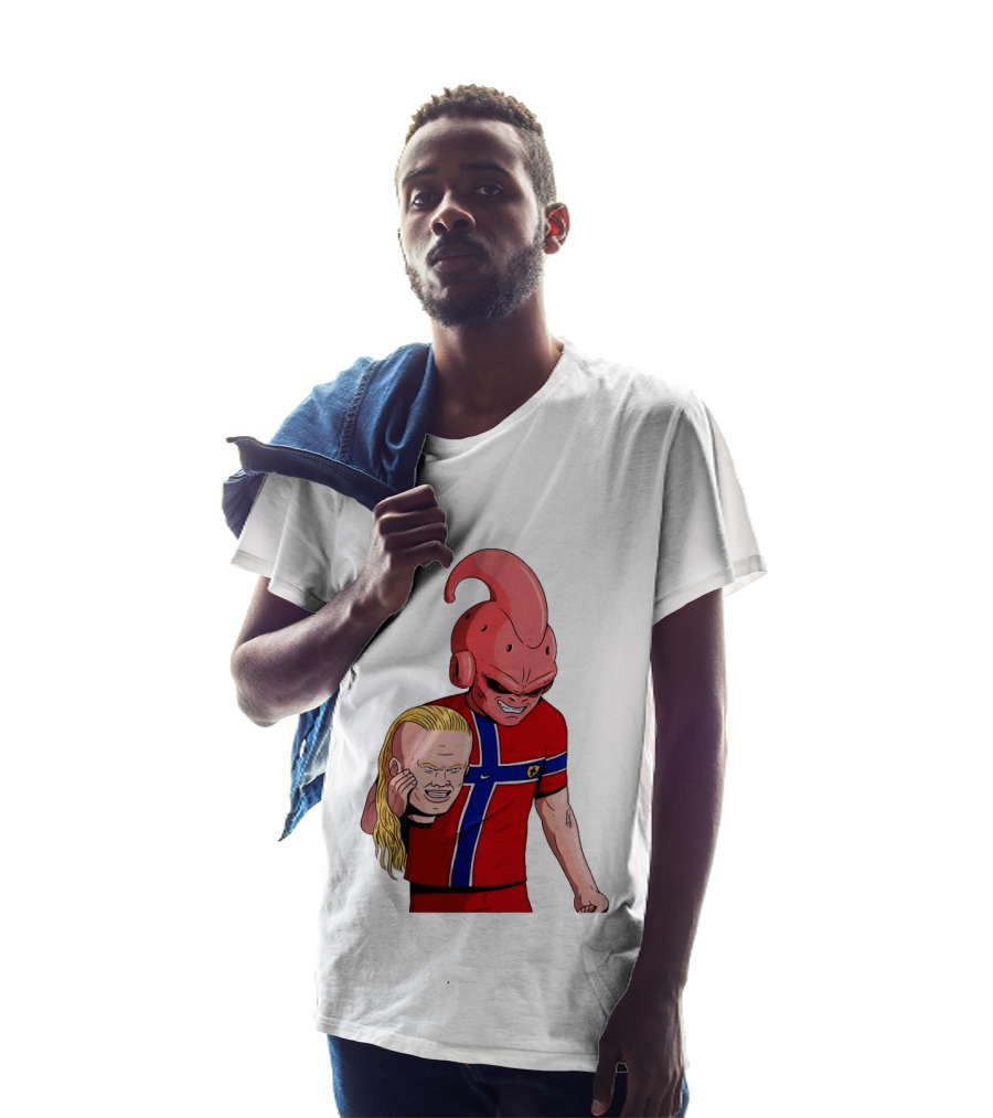 Majin Buu Holding Erling Haaland With Norway Football Jersey T-Shirt
