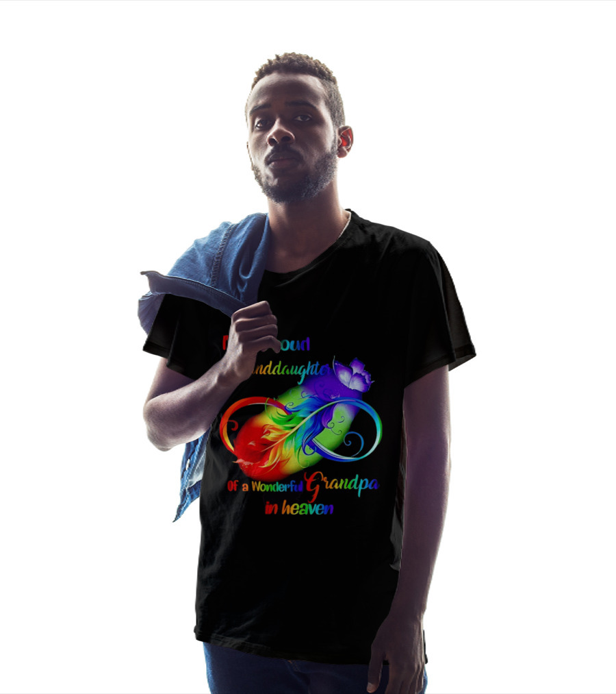 I'm A Proud Granddaughter Of A Wonderful Grandpa In Heaven With Heart And Wings T-Shirt