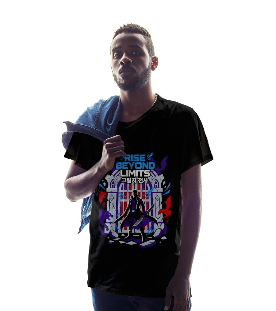 Rise Beyond Limits Shadow Warrior Fantasy Korean Text Heroic Gate Scene T-Shirt
