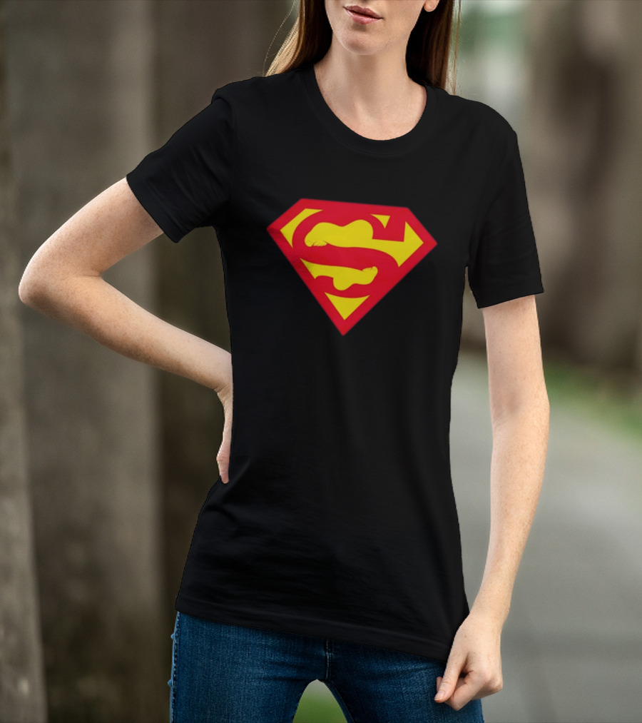 Superfeet Superman Inspired Red Yellow Emblem With Feet T-Shirt