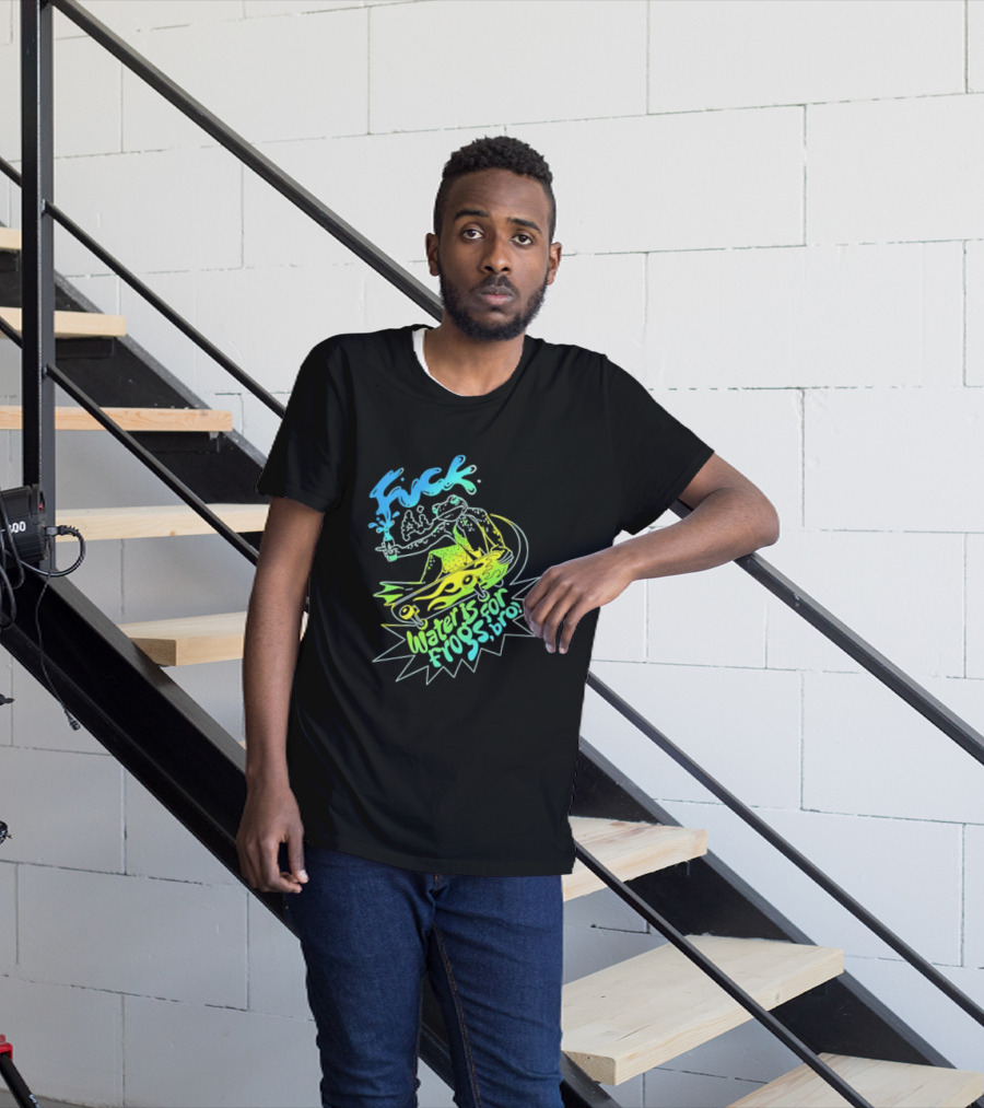 Fuck AI Water Is For Frogs Bro Skateboarding Frog T-Shirt