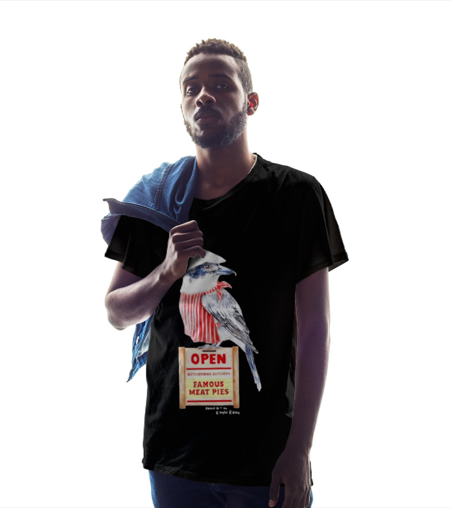 Basil The Butcher Bird Open Butcherbird Butchers Famous Meat Pies Display T-Shirt