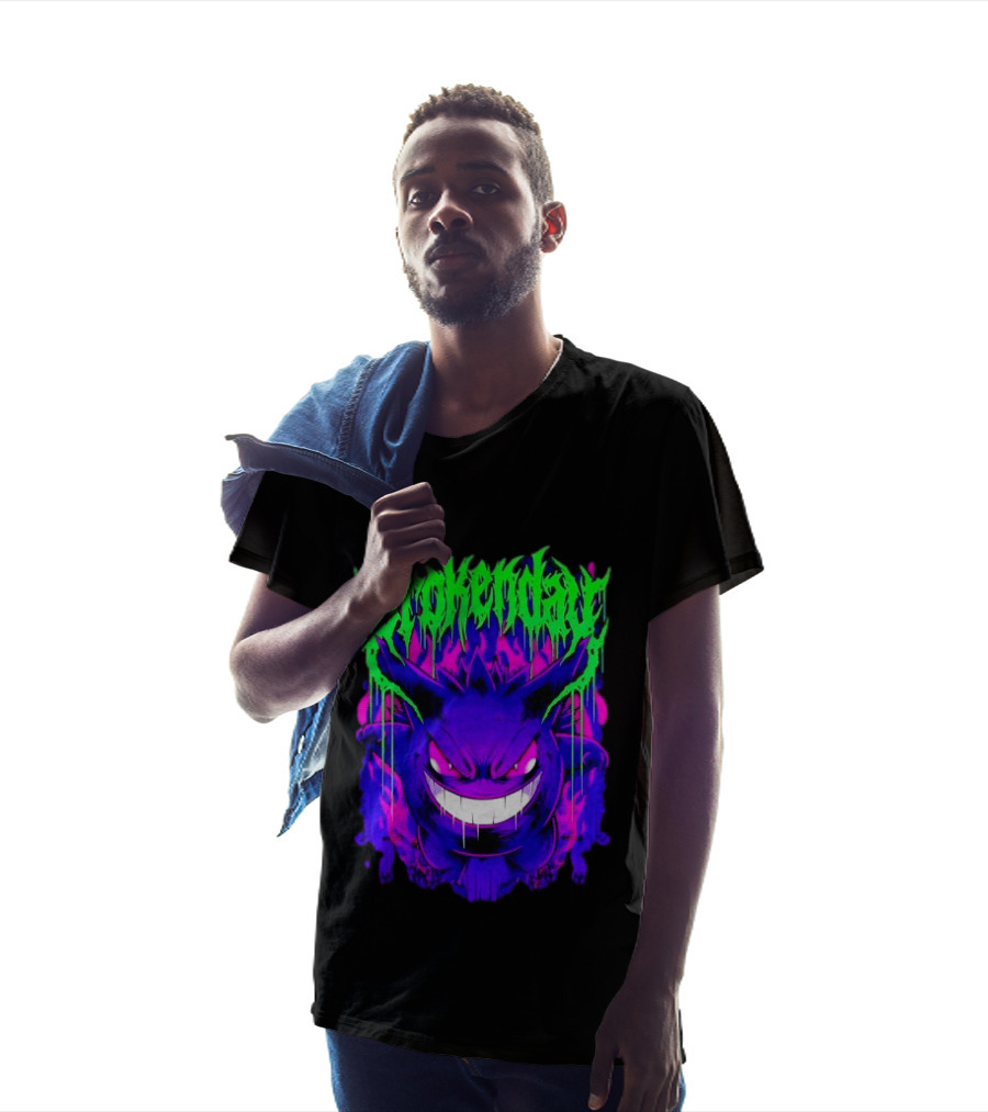Brokey Day Gengar Pokemon Ghost Type Metal Band T-Shirt
