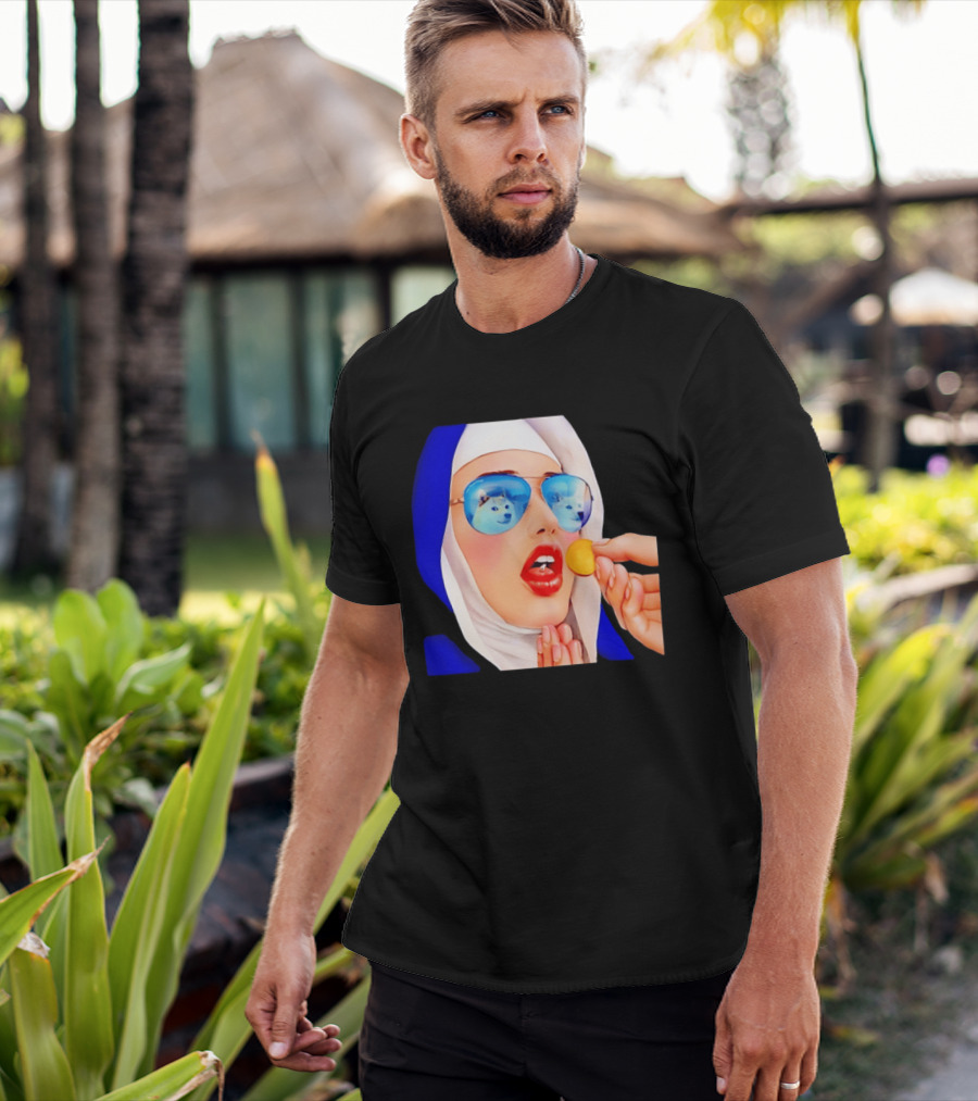 Doge Nun Sunglasses Reflection Communion Meme T-Shirt