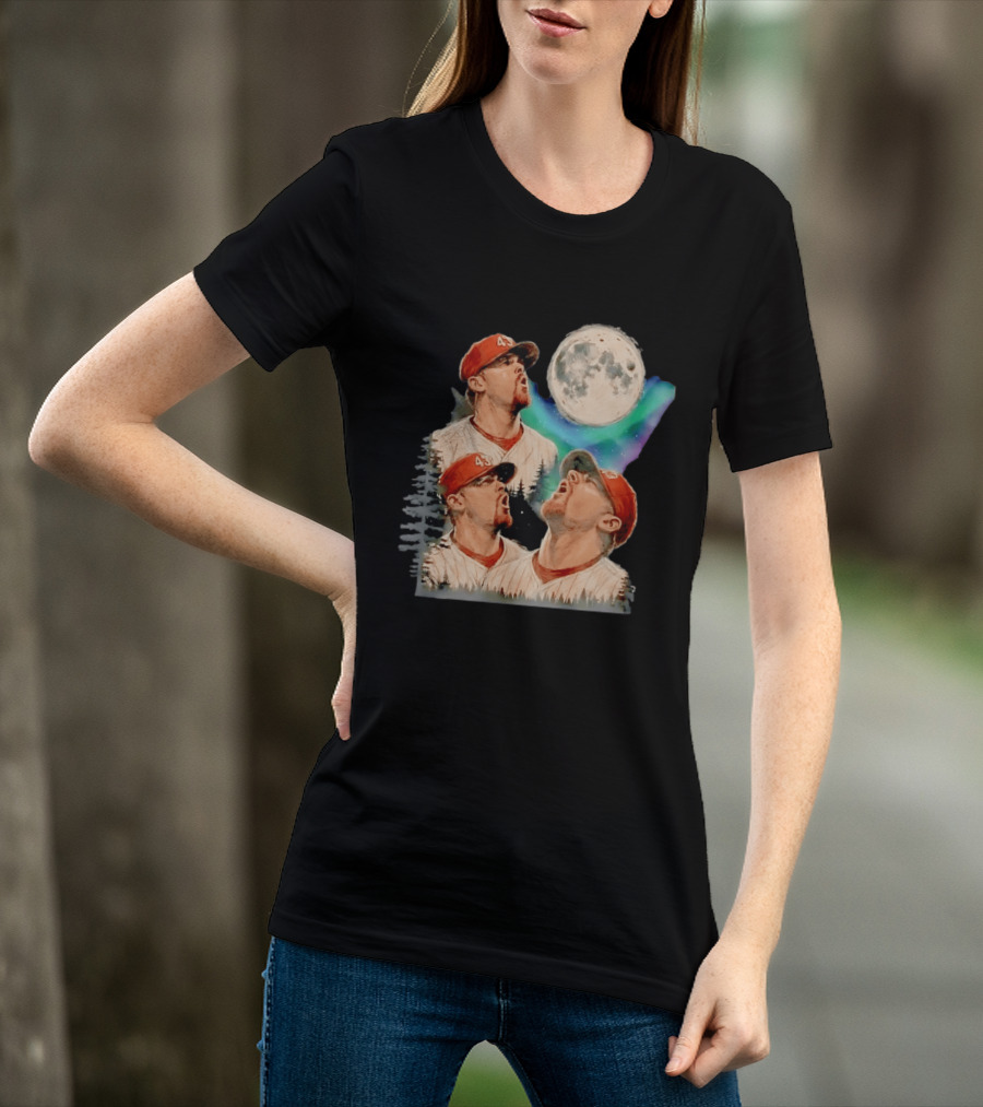 Baseball Player 43 Moon Howling Forest T-Shirt