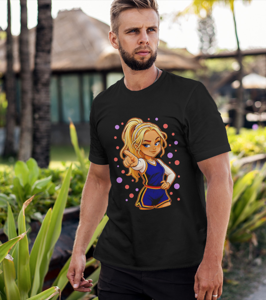 Chibi Sophie Cunningham Pointing In Basketball Uniform With Ponytail T-Shirt