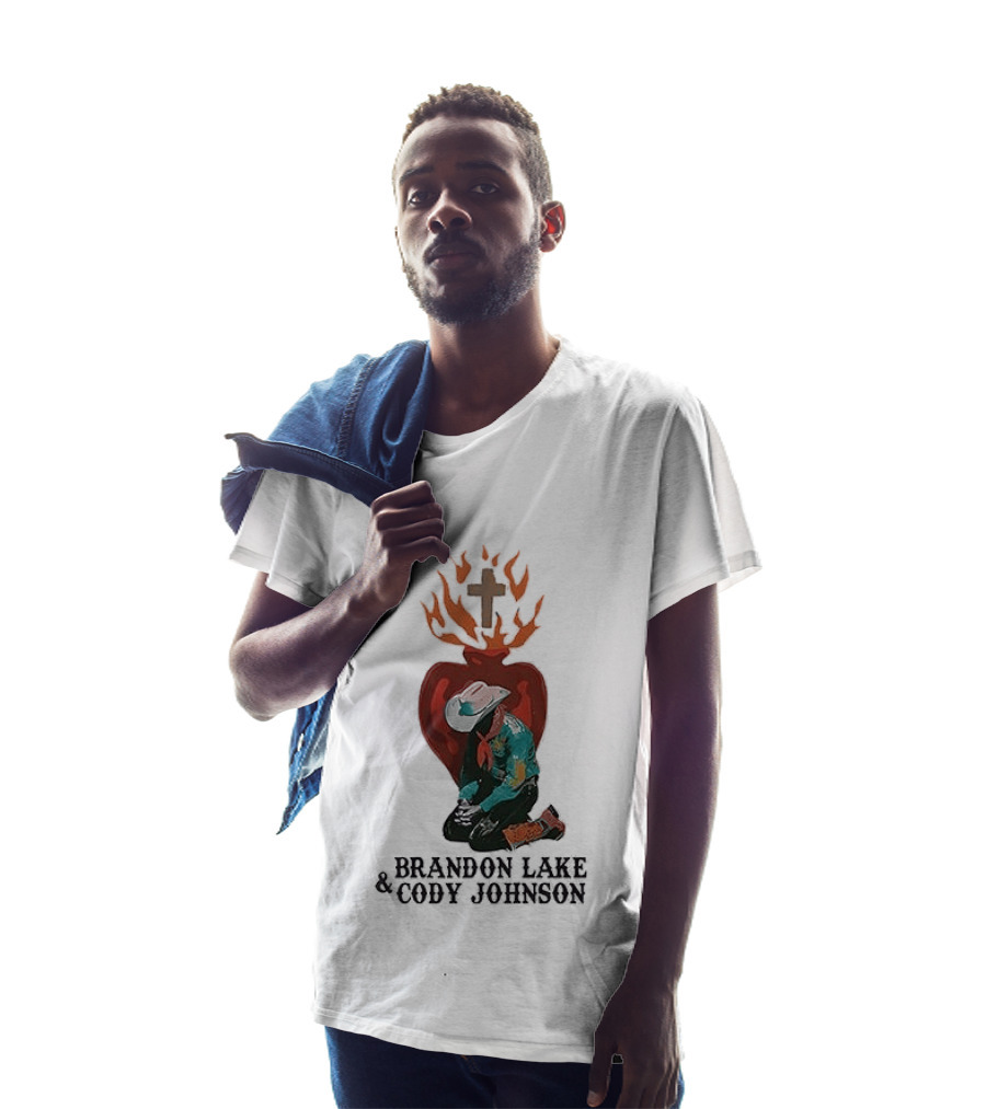 Brandon Lake Cody Johnson When A Cowboy Prays 2026 Cross Heart Flame T-Shirt