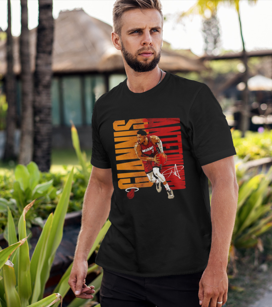 Giannis Antetokounmpo Miami 7 Basketball Running Miami Heat T-Shirt
