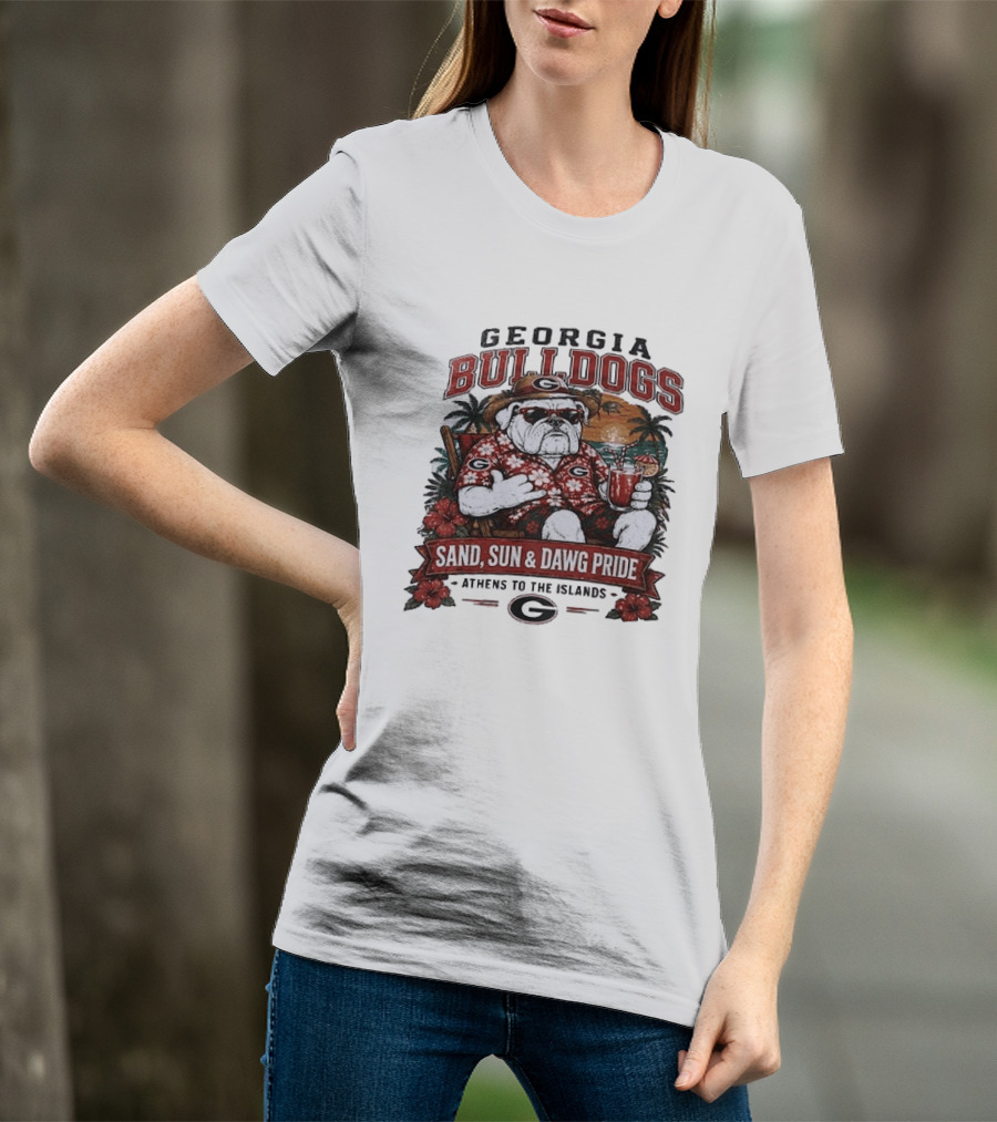 Georgia Bulldogs Sand Sun Dawg Pride Athens To The Islands Tropical Paradise T-Shirt