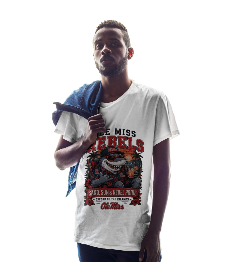 Ole Miss Rebels Shark Sand Sun Rebel Pride Oxford To The Islands T-Shirt