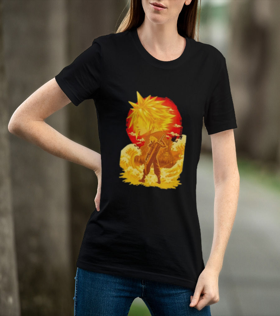 Cloud Strife Final Fantasy VII Shinra Ukiyo E Wave T-Shirt