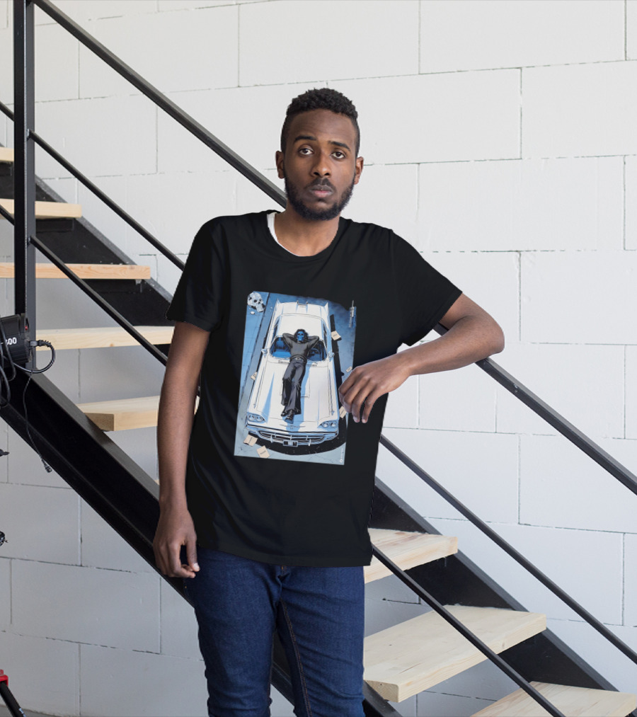 Filter Charlotte You Are The Content Now Tour Blue Skull Man On Classic Car T-Shirt