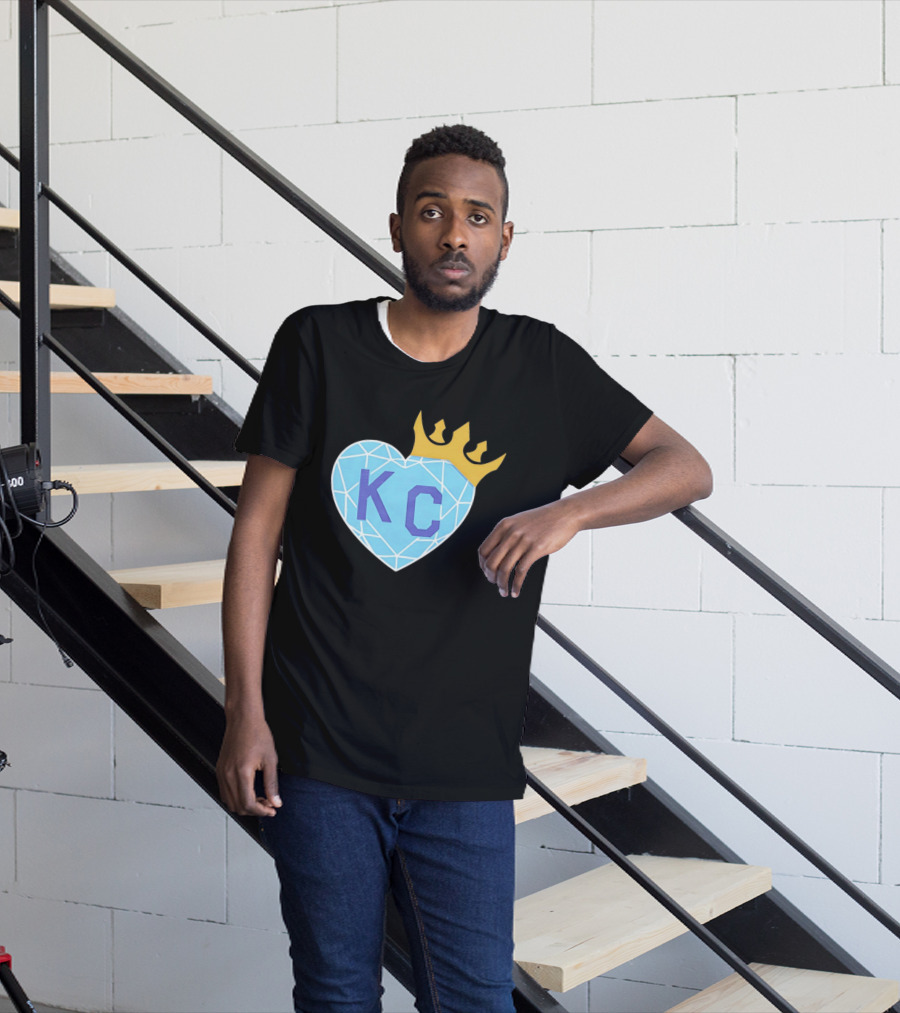 KC Diamond Heart With Golden Crown T-Shirt
