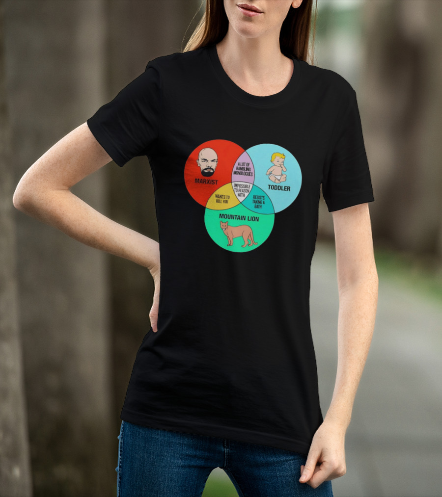 Venn Diagram Humor Marxist Toddler Mountain Lion Impossible To Reason T-Shirt