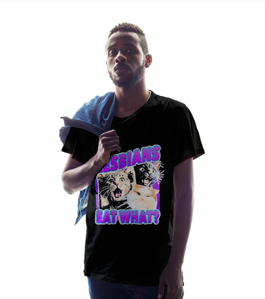 Lesbians Eat What Cat Meme Lesbian Pride Retro Cats T-Shirt