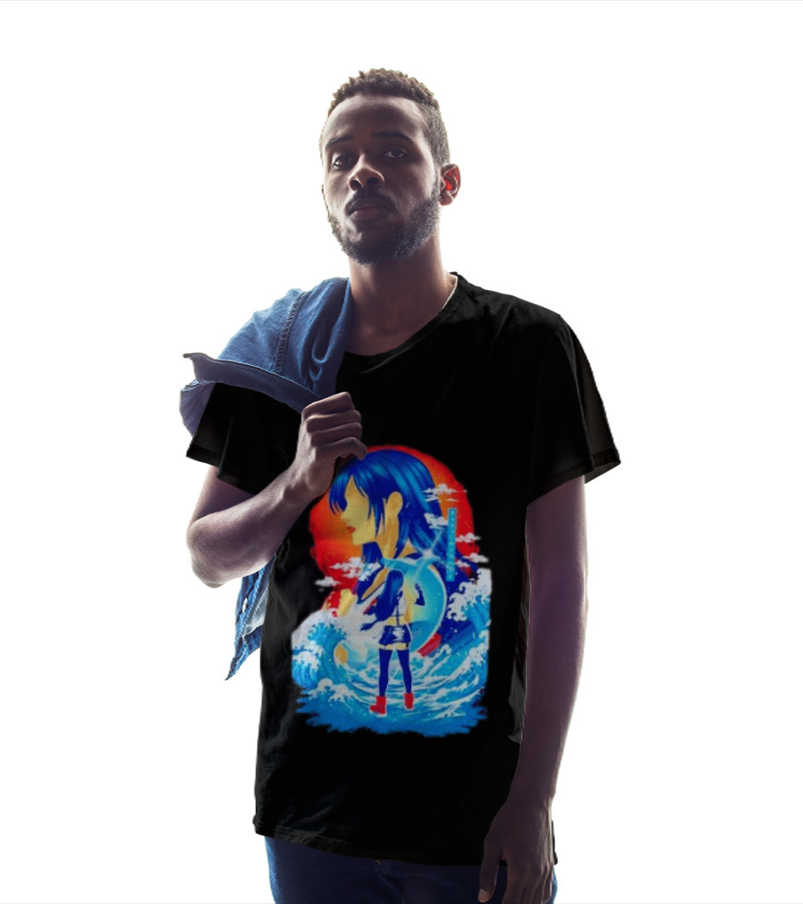 Tifa Lockhart Final Fantasy Japanese Wave Anime Art Ocean Scene T-Shirt