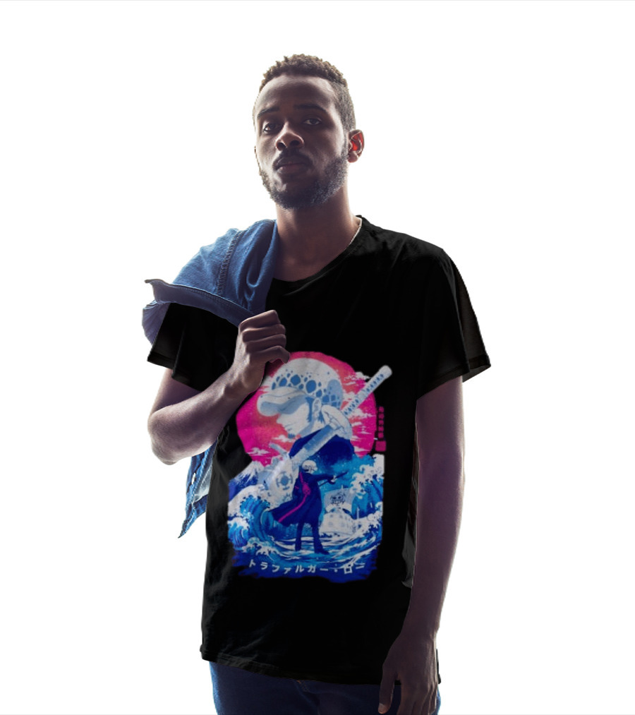 Trafalgar Law One Piece Surgeon Of Death Anime Japanese Text Scenic Waves T-Shirt