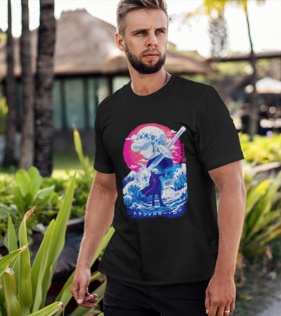 Trafalgar Law One Piece Surgeon Of Death Anime Japanese Text Scenic Waves T-Shirt