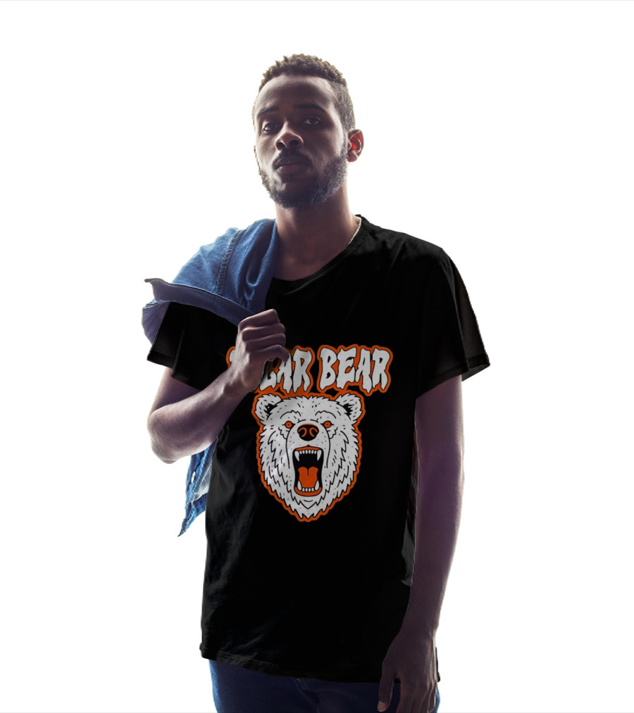 Polar Bear Roaring White Bear Face Orange Accents T-Shirt