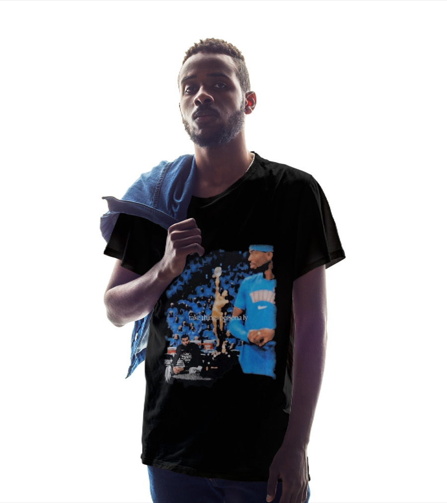 Shai Gilgeous Alexander Take Things Personally Blue Outfit And Black T-Shirt
