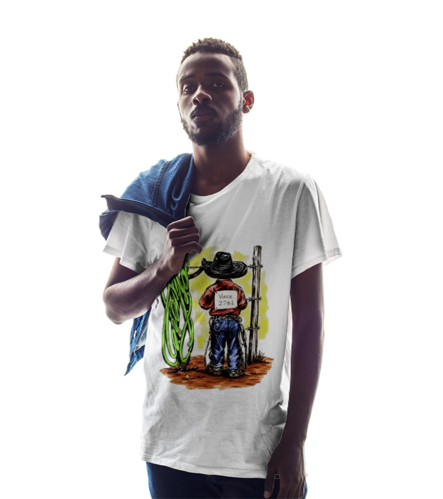 Vince 2 7 6 1 Cowboy Western Rodeo Fence T-Shirt