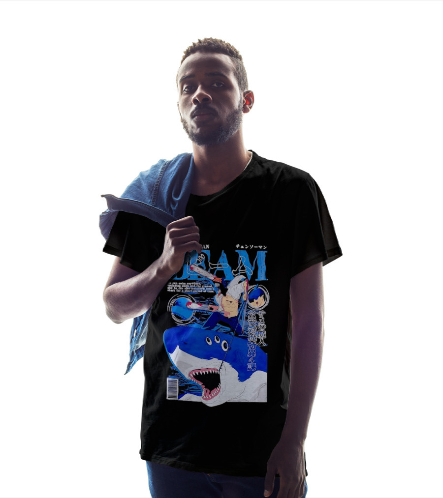 Chainsaw Man Beam Shark Transformation Japanese Manga Cover T-Shirt