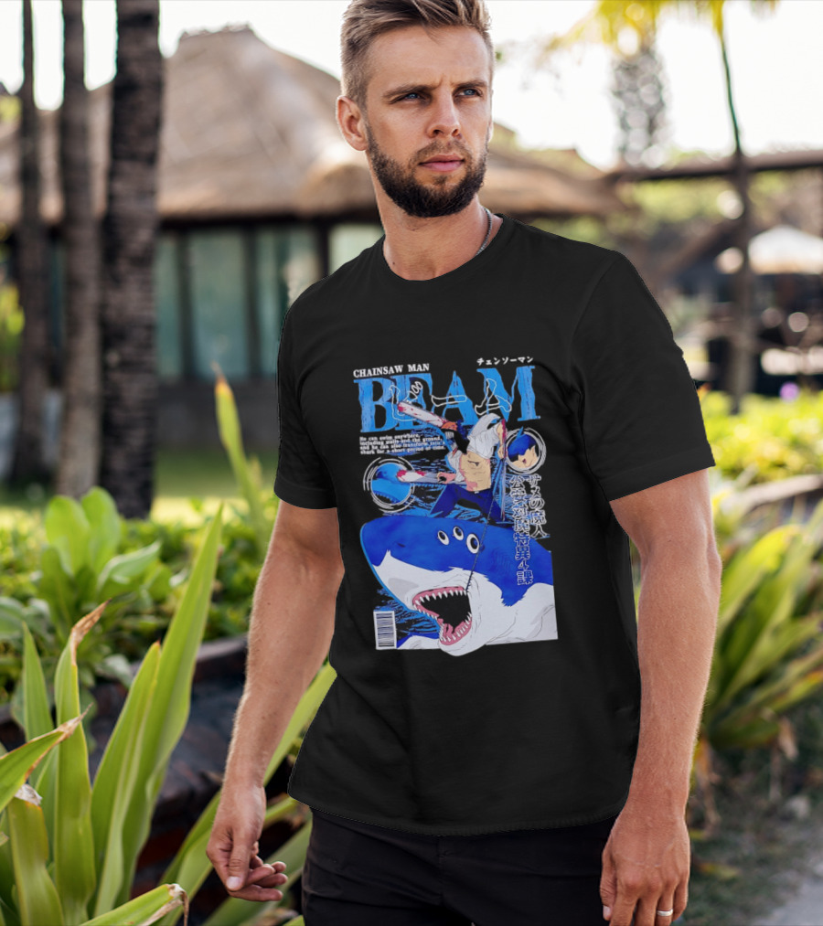 Chainsaw Man Beam Shark Transformation Japanese Manga Cover T-Shirt