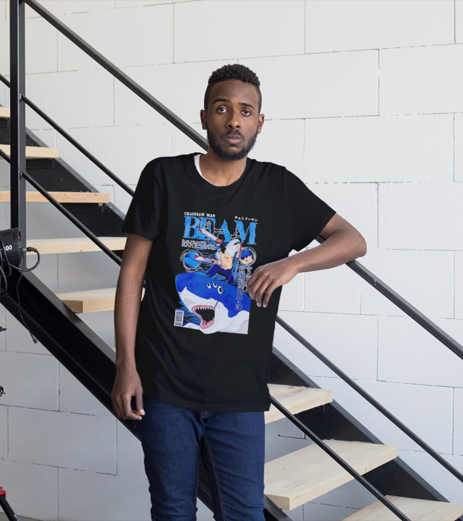 Chainsaw Man Beam Shark Transformation Japanese Manga Cover T-Shirt