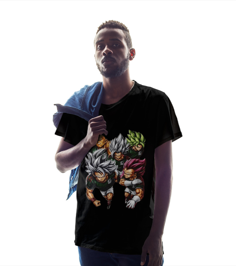 Goku Vegeta Dragon Ball Mexico Soccer Collaboration Game Time Two Sided T-Shirt