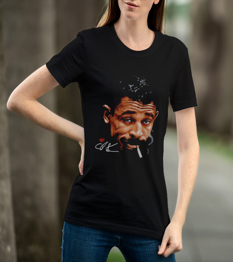 Charles Bukowski Cigarette Artwork CK Signature T-Shirt