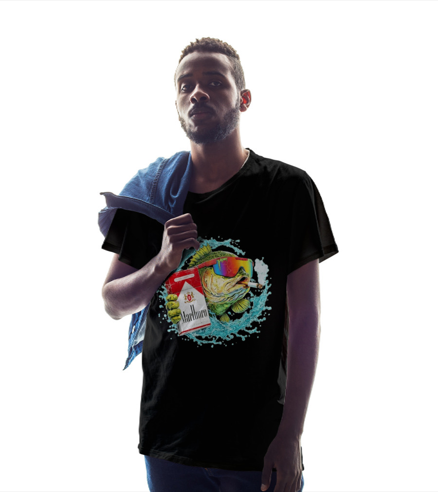 Hell Yeah Marlboro Cigarette Fish Smoking Viper Sunglasses T-Shirt