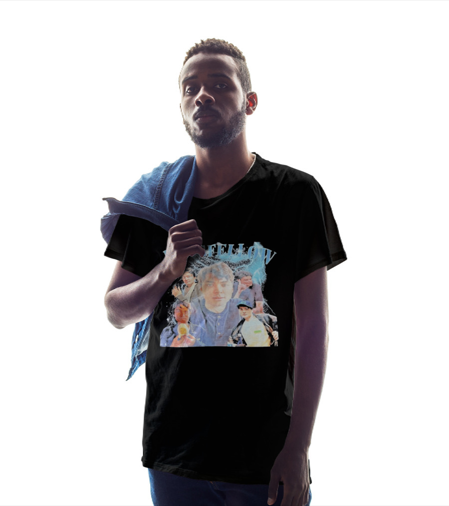 Longfellowww Collage Blue Lightning Multiple Faces Visual T-Shirt