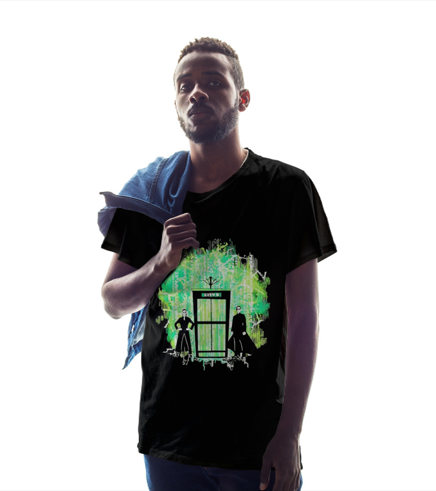 Matrix City Phone Booth Green Code Agents T-Shirt