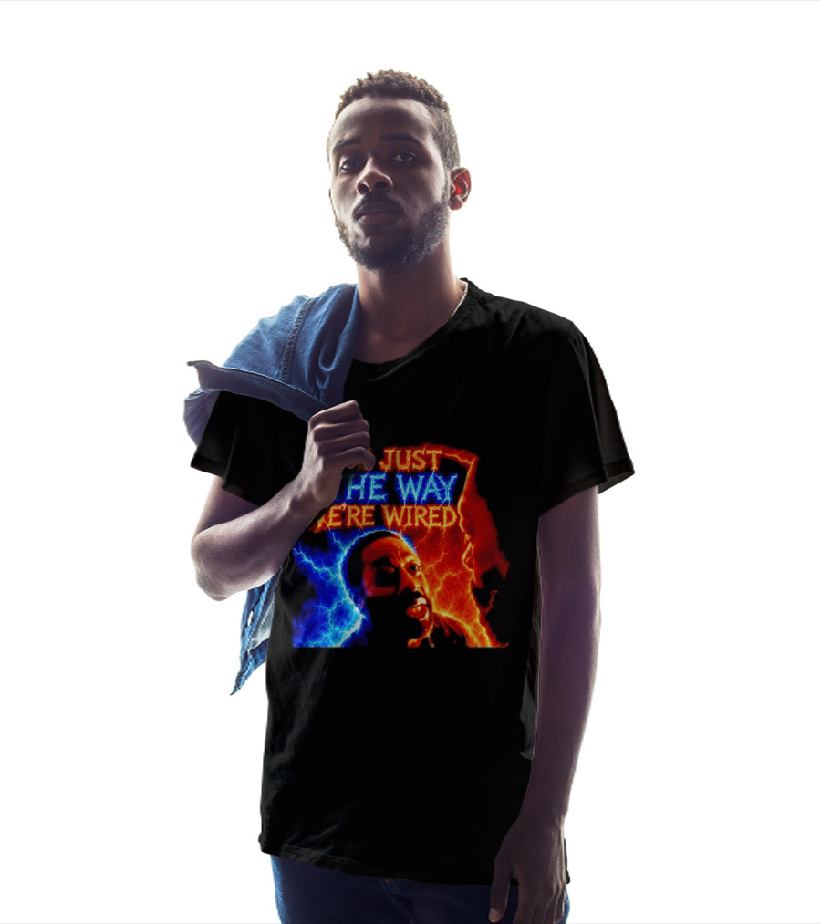 Its Just The Way We're Wired Red And Blue Lightning Face Illusion T-Shirt