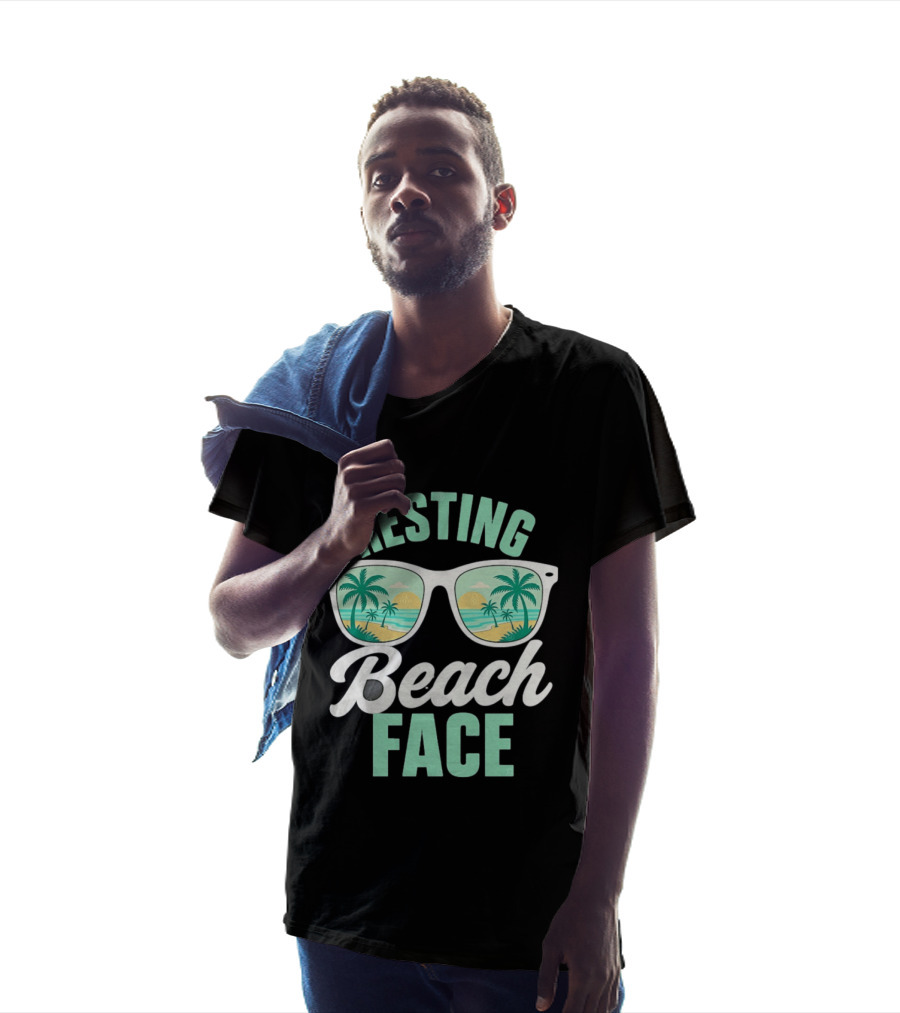 Resting Beach Face Sunglasses Palm Trees Tropical Summer Vacation T-Shirt