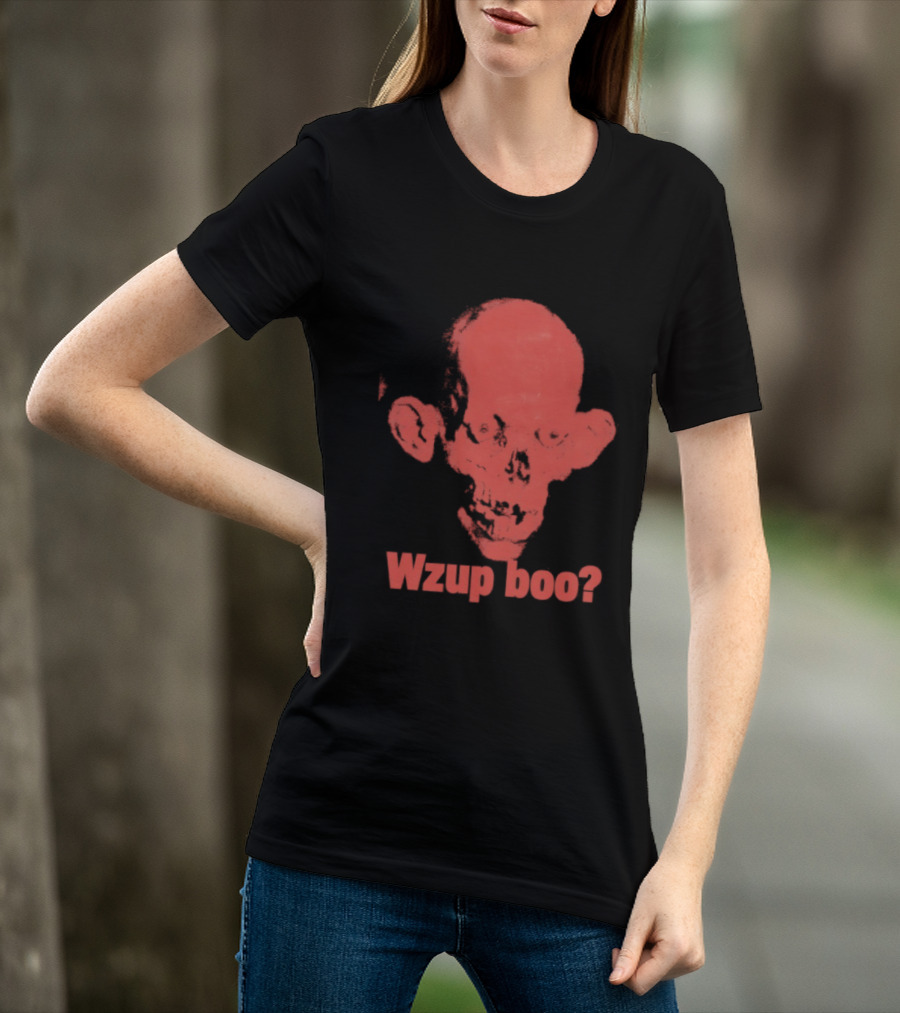 Wzup Boo Creepy Skull Horror Spooky T-Shirt