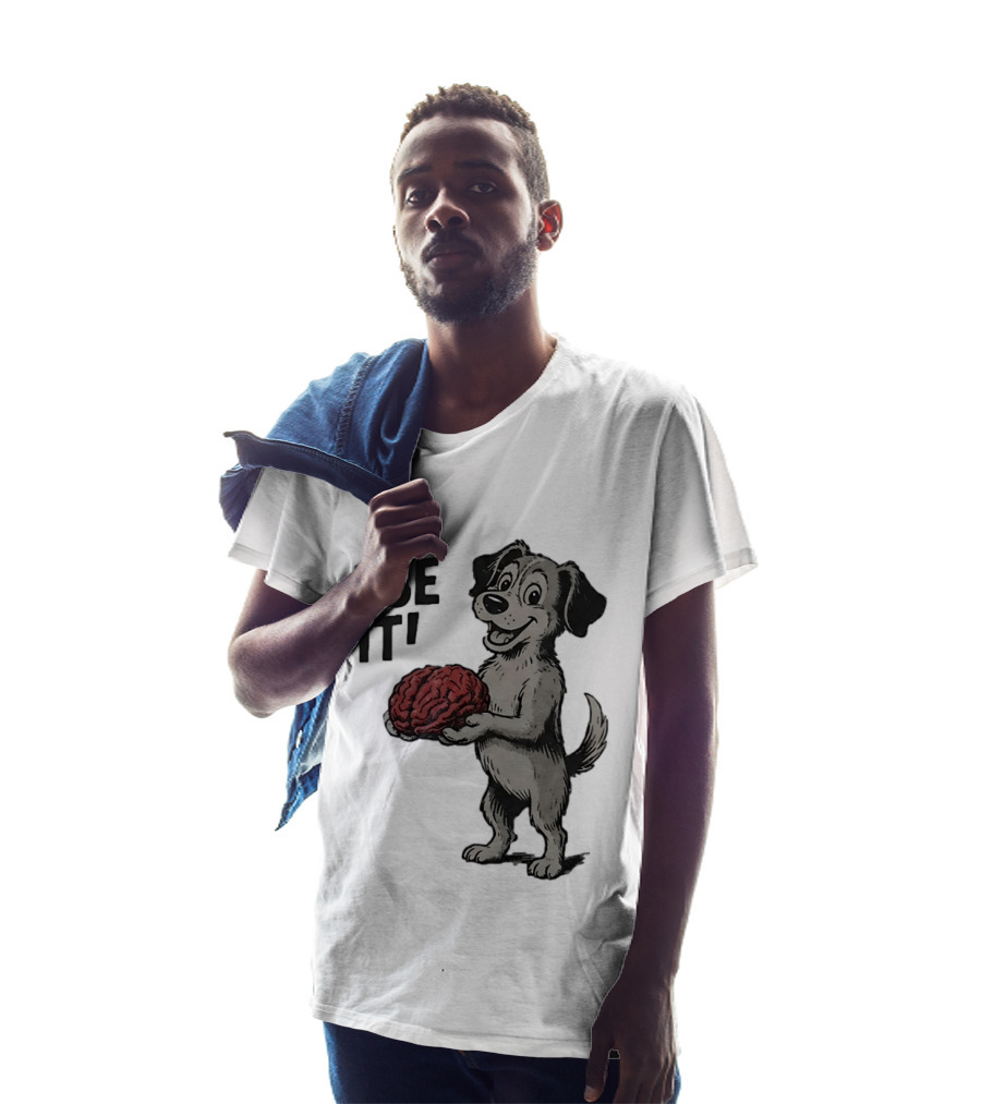Cartoon Dog Holding Brain Use It Meme T-Shirt
