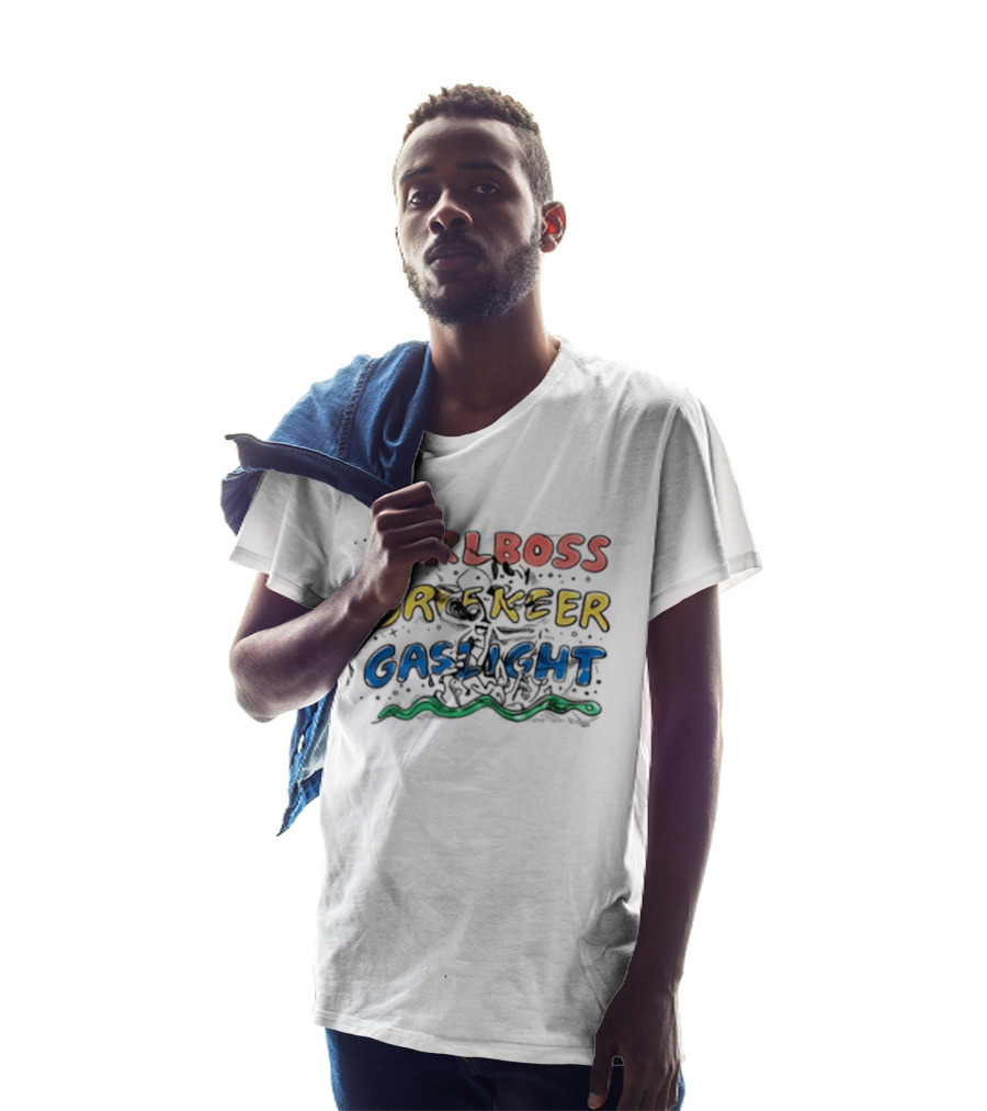Girlboss Gatekeep Gaslight Meme With Colorful Text And Snake Motif T-Shirt