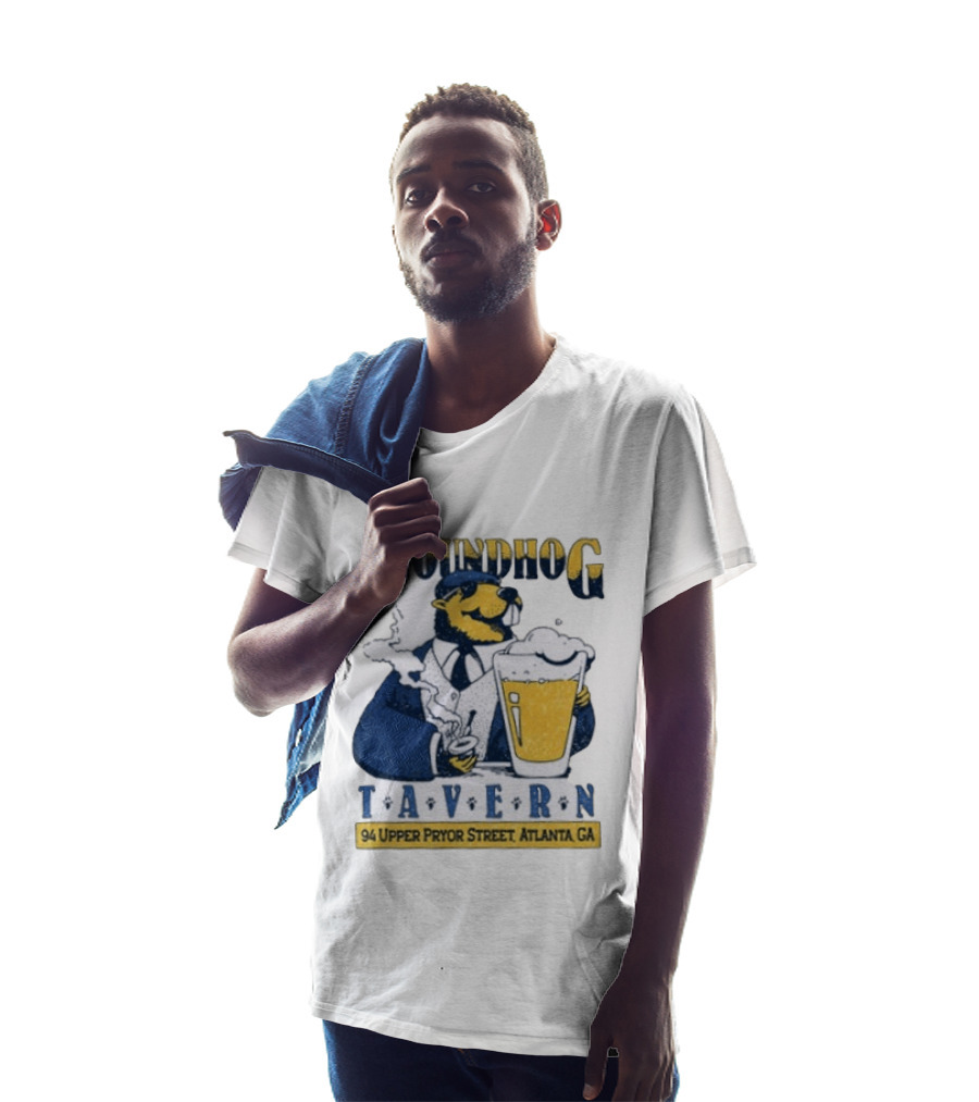 Groundhog Tavern 94 Upper Pryor Street Atlanta GA Vintage Style Beer And Smoke T-Shirt