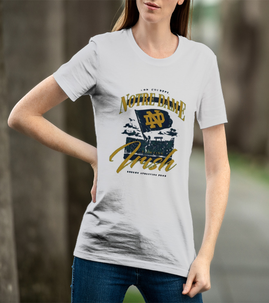 Notre Dame Fighting Irish God Country Rockne Athletics Fund ND Flag T-Shirt