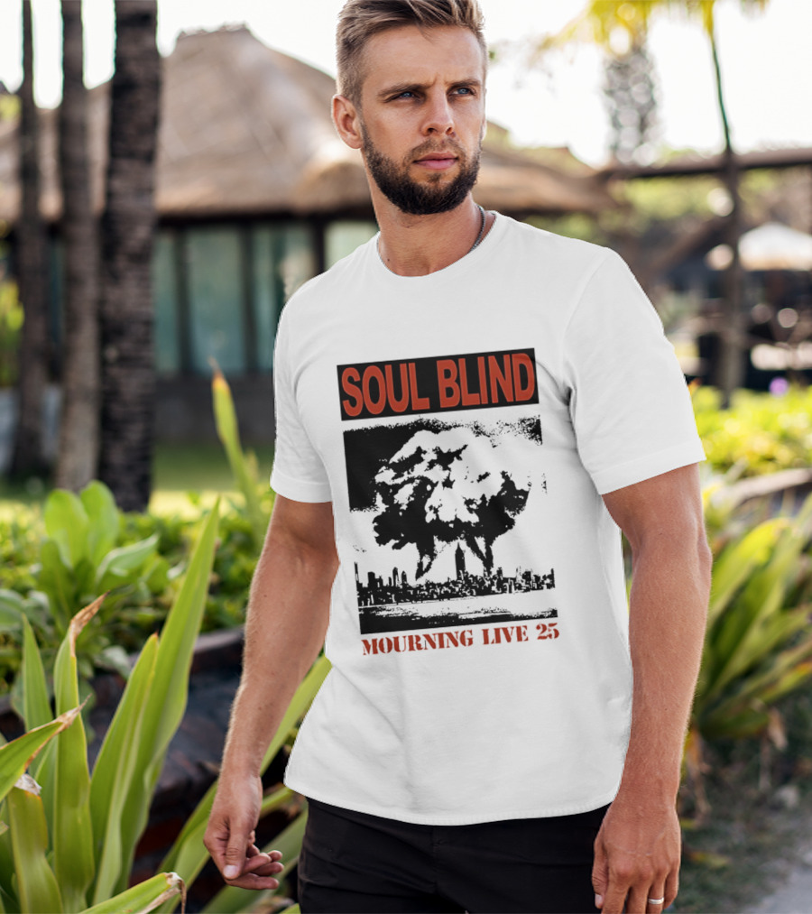 Soul Blind Mourning Live 25 Mushroom Cloud Explosion Over City Skyline T-Shirt