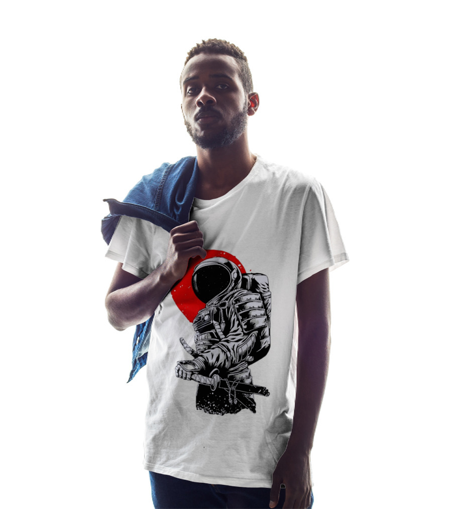 Astronaut Samurai Katana Sword Red Rising Sun T-Shirt