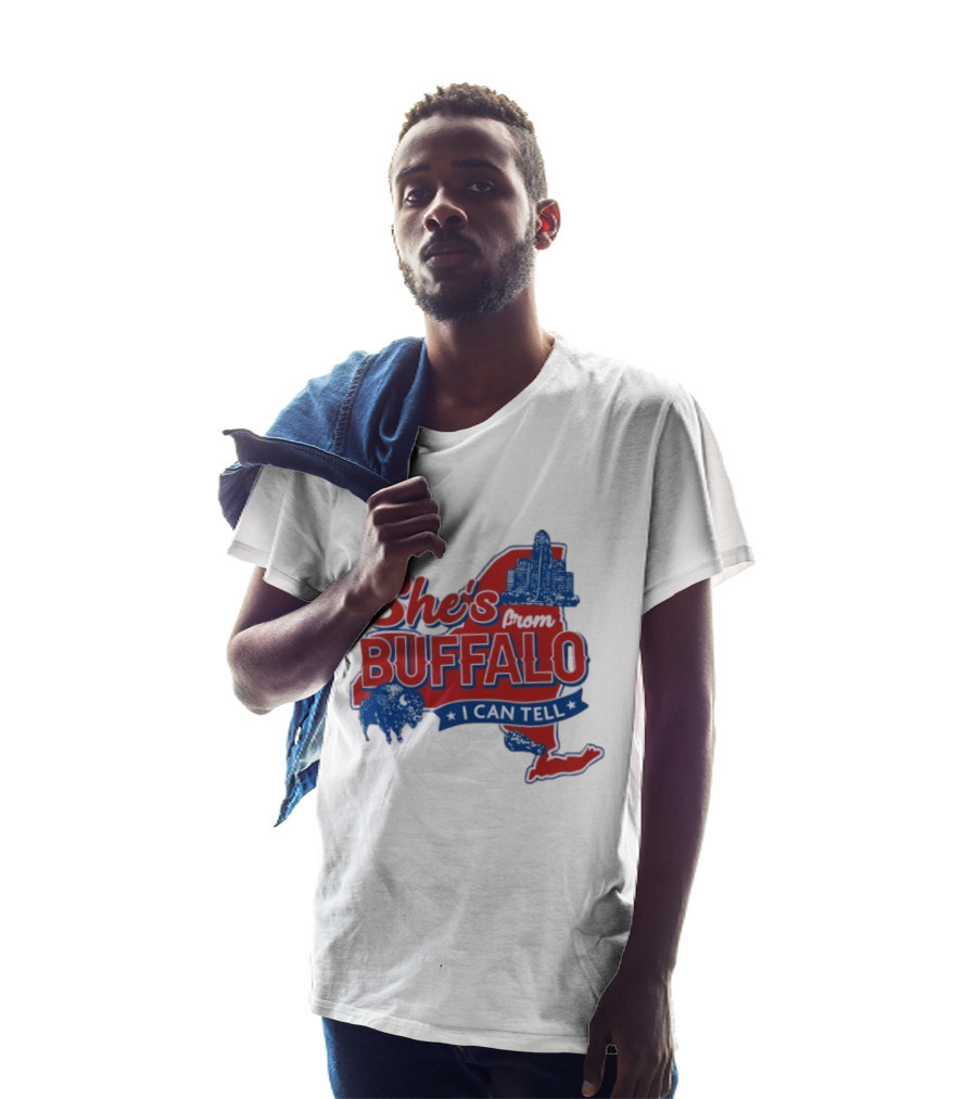 She's From Buffalo I Can Tell New York Skyline Map Bison T-Shirt