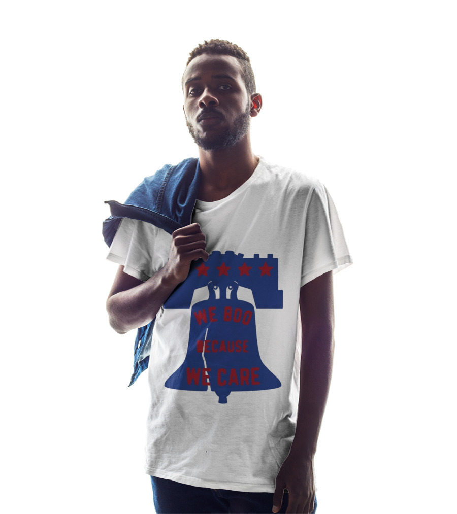 Phillies Liberty Bell We Boo Because We Care Stars Red Blue T-Shirt