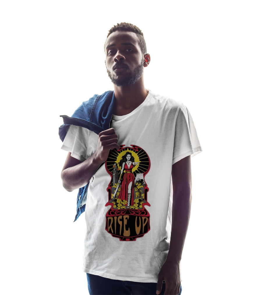 Rise Up Empowerment Resistance Activism Art Deco Warrior Woman T-Shirt