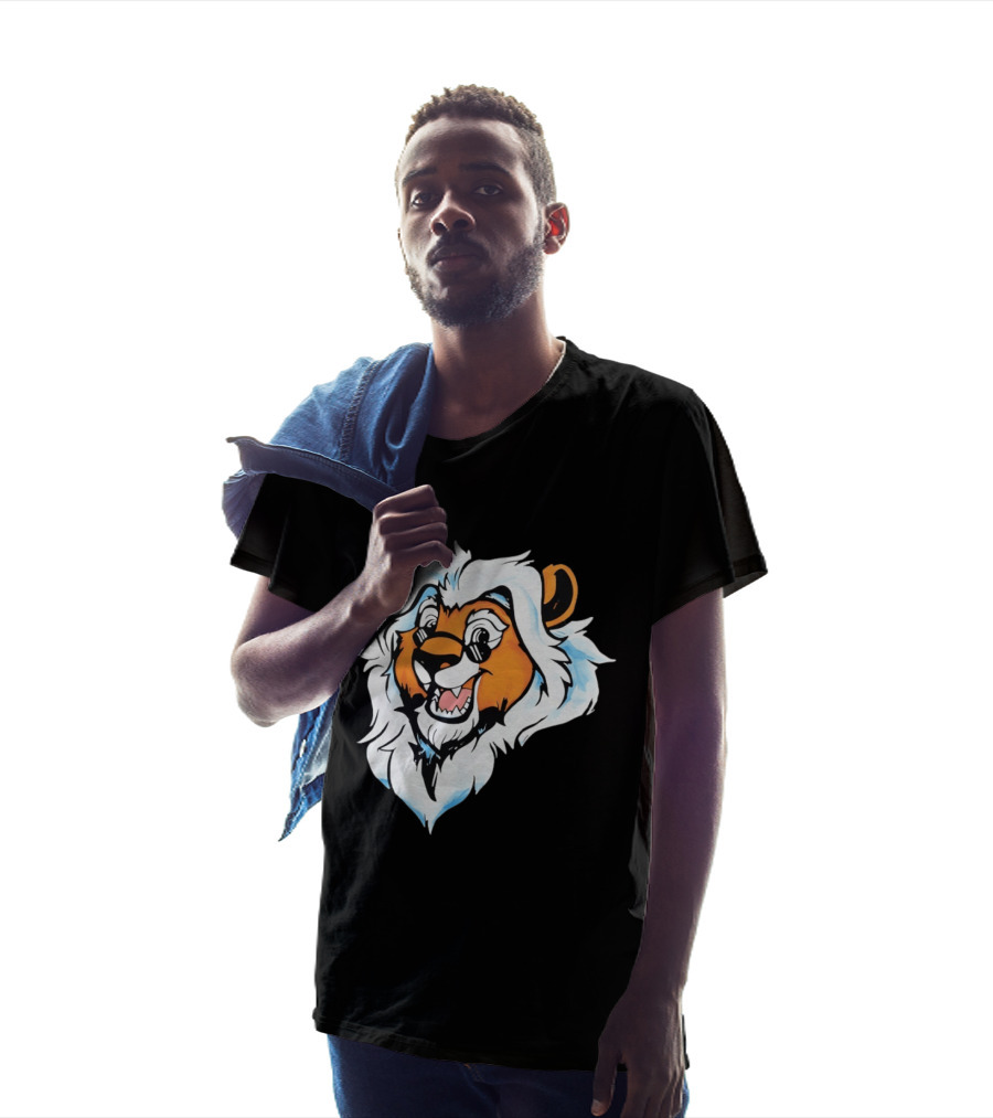 Cartoon Lion Head With Sunglasses And White Mane T-Shirt